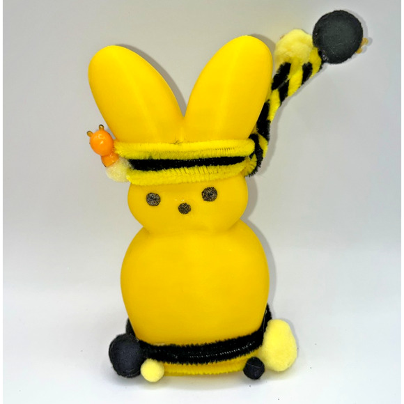 Other - Large Yellow Bunny Peep Ninja Bumble Bee Peep Fluffy Pom Deb O. Originals OOAK